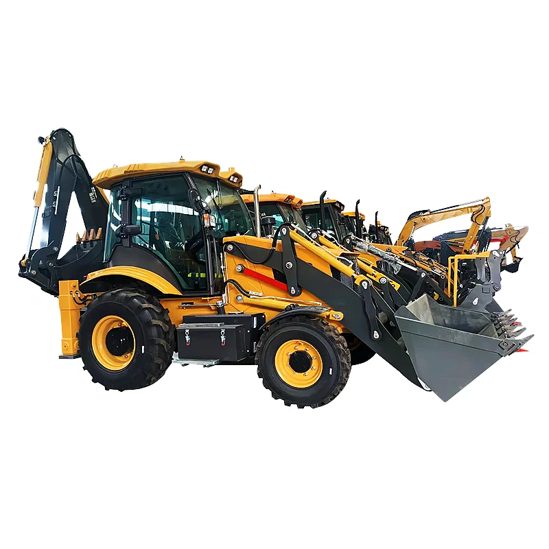 China High Performance 4x4 Backhoe Loader Multipurpose 4 Wheels Drive Loader 360 Degree Panoramic View Backhoe Excavator