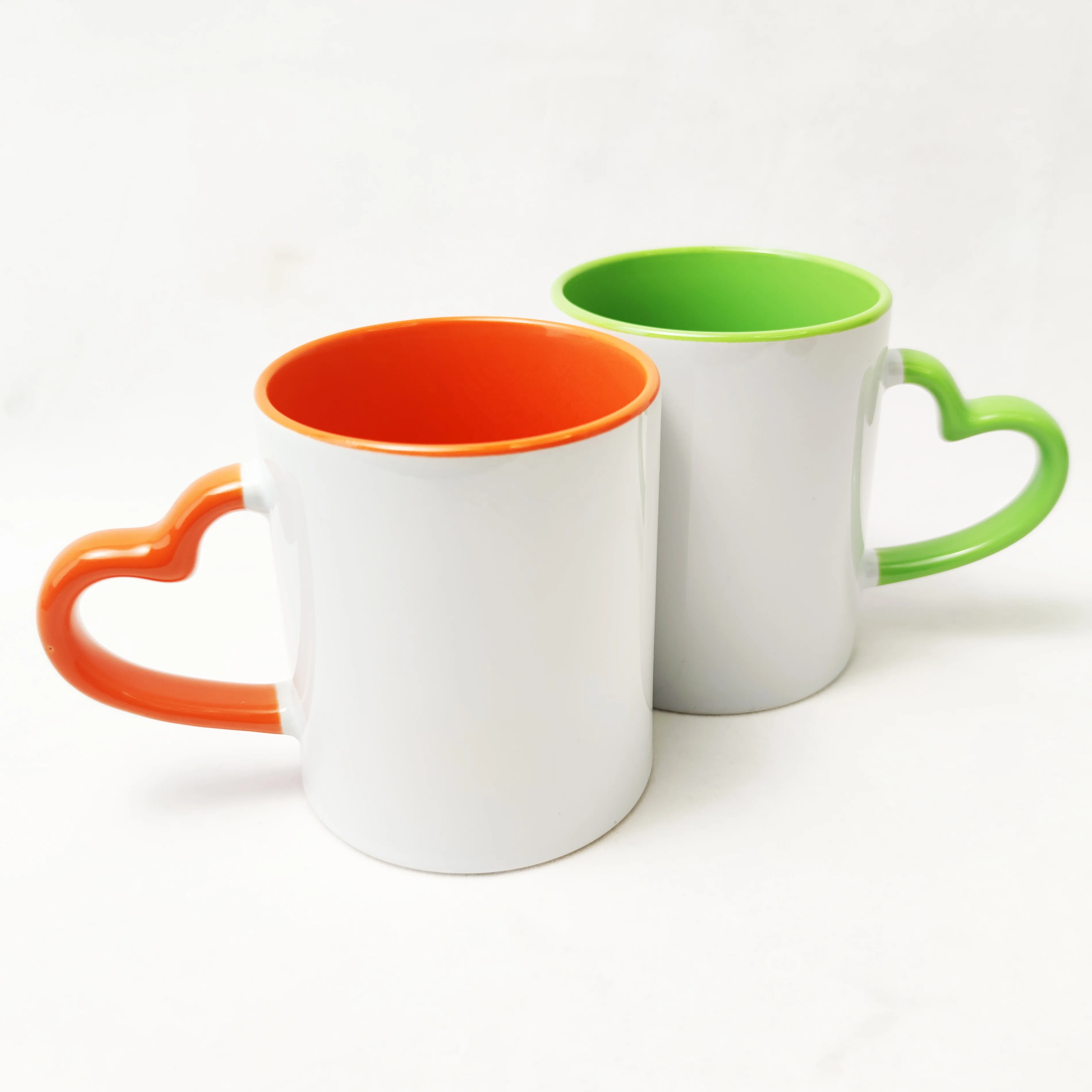 11oz Colorful Heart Handle Ceramic Sublimation Mug Hot Tea Milk Magic Blank Ceramic Sublimation Coffee Mug Sublimate Wholesale M