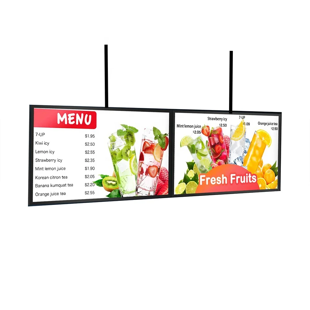 32 inch 43 inch wall mounted or ceiling hanging LCD easy screen menu TV, digital menu board restaurant