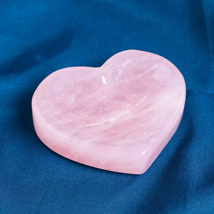 Rose Quartz Heart Shaped Natural Energy Healing Crystal Bowl Rose Quartz Heart Bowl For Home Decor Gift
