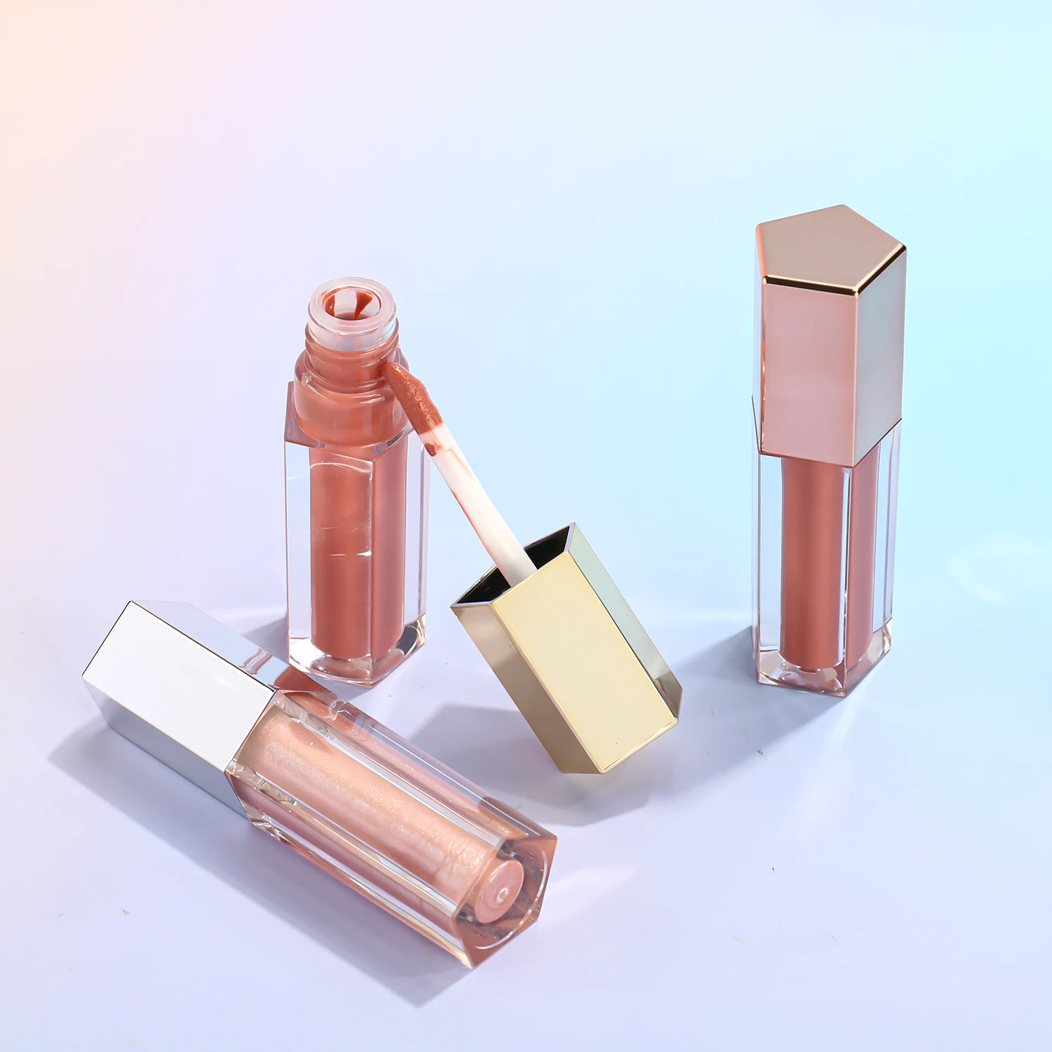 Hexagonal Lip Gloss Private Label Waterproof Lipgloss Vegan Lip Gloss Long Lasting Empty Lip Gloss Tubes