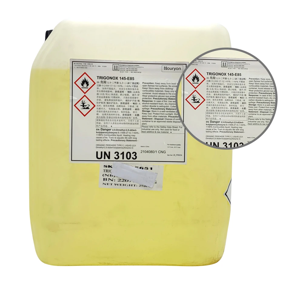 Trigonox 145-E85  bifunctional peroxide for the crosslinking of natural rubber and synthetic rubbers, as well as polyolefins