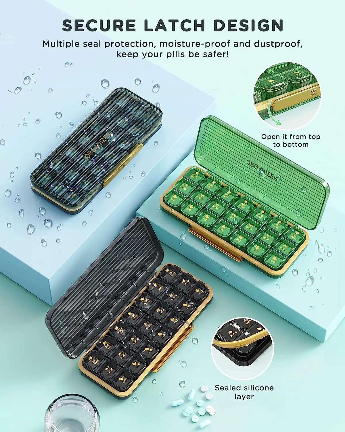 New arrival Quality Pill Box Weekly Medicine Container 3 Times a Day 7 Detachable Pill Case for Home Travel