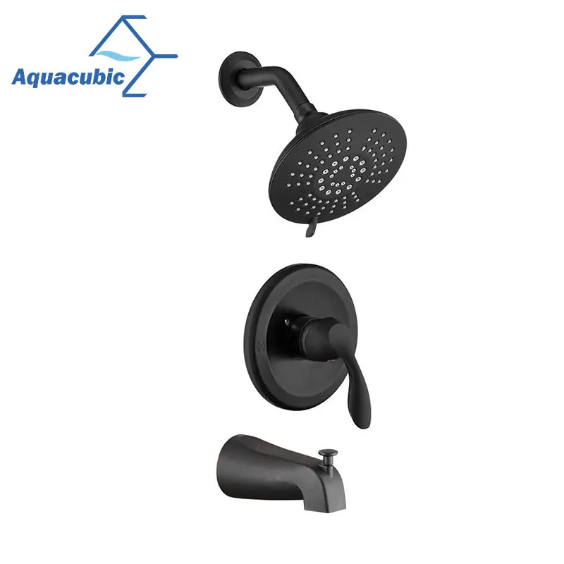  Aquacubic UPC Сертифицированный черный термостатический настенный латунный душевой кран для ванной