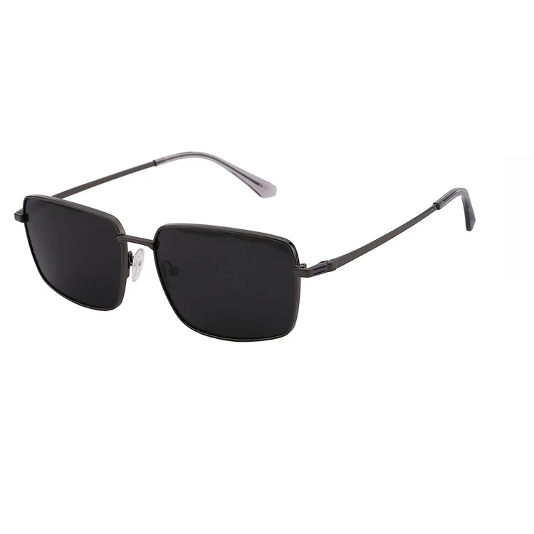Square Men Metal Frame Spring Hinge Polarized Sunglasses Gentleman Rectangle Sunglasses