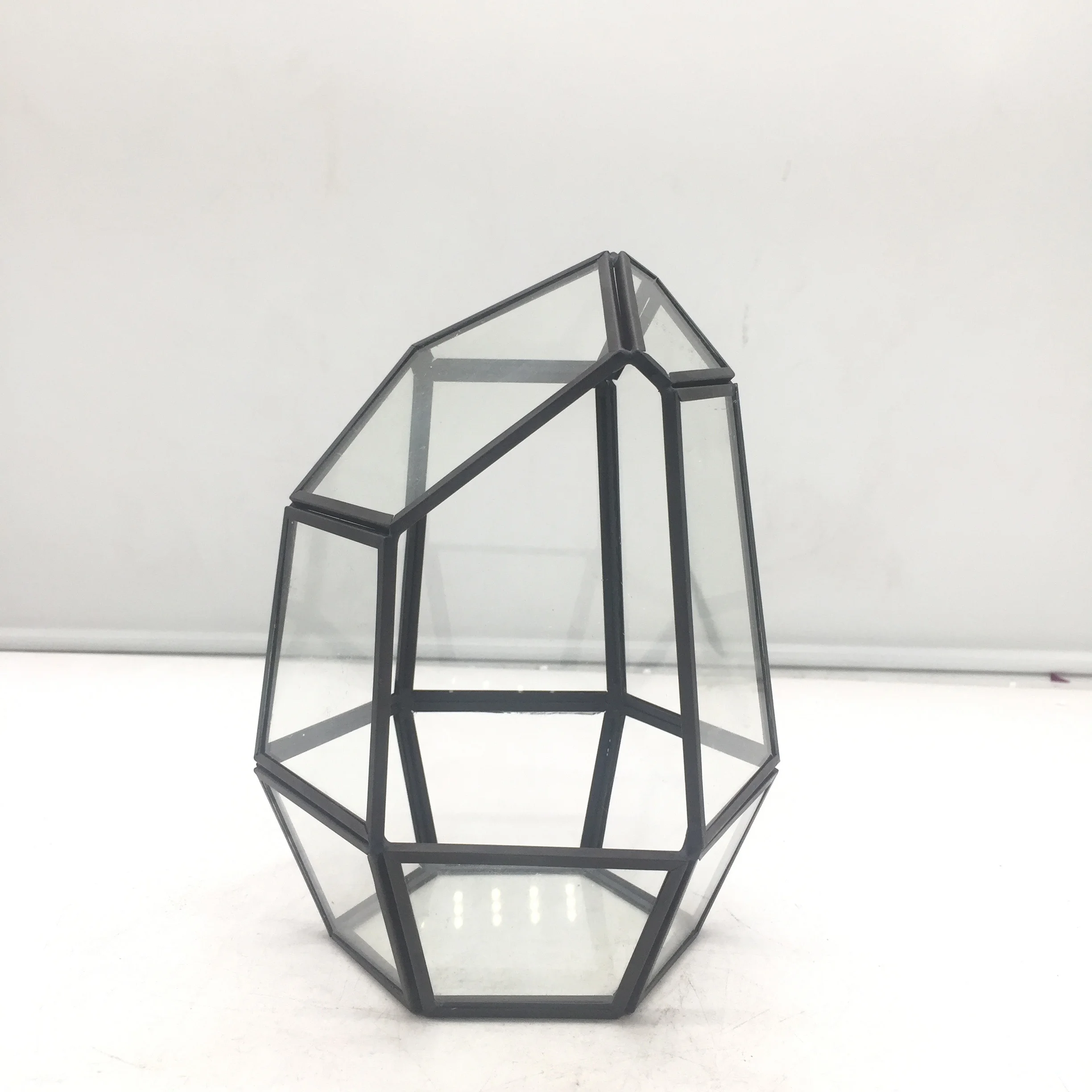
Black Large Crystal Vases Clear Geometric Glass Terrarium for home and wedding decor 