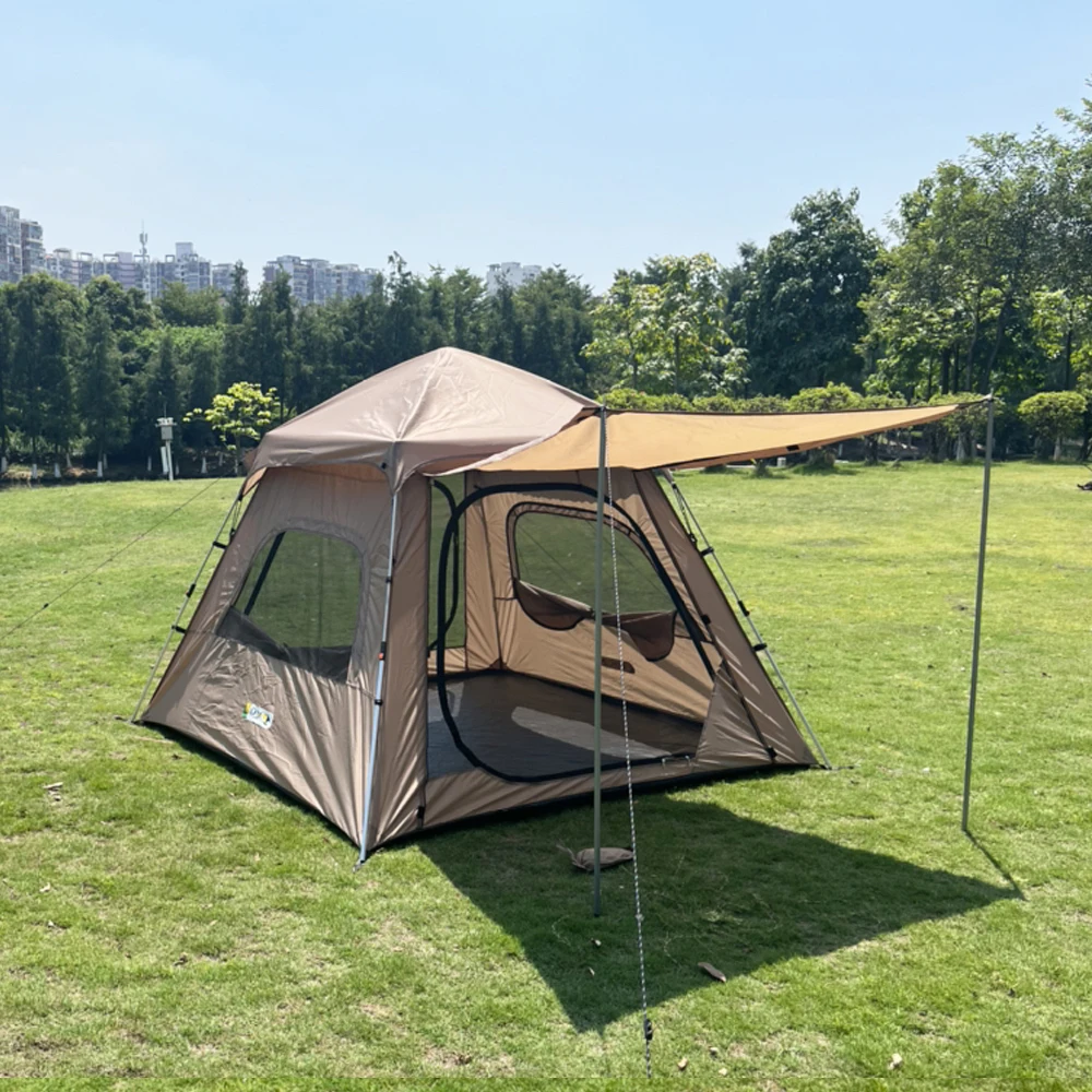 Wholesale Outdoor Camping Tent And Hiking Gear 3-4 Persons Family Tent 2 Doors 2 Windows Mesh Luxury Camping Tent Waterproof