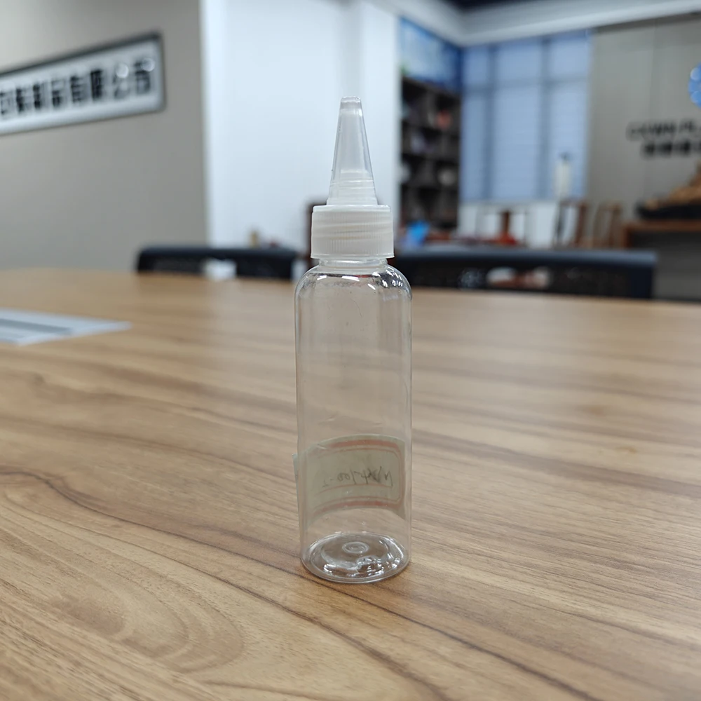 Clear Plastic Bottle 100ml Eco Friendly Empty Twist Top Cap Transparent Squeeze Bottles for Hair Oil Coconut Oil Dye Applicator
