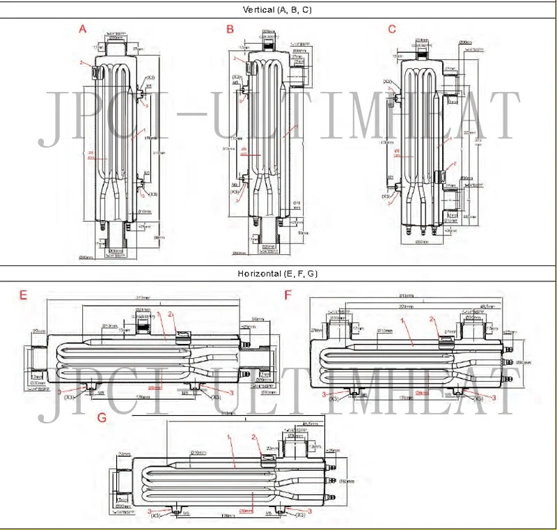 JPCI Type 9SU331 hairpin tubular liquid heaters