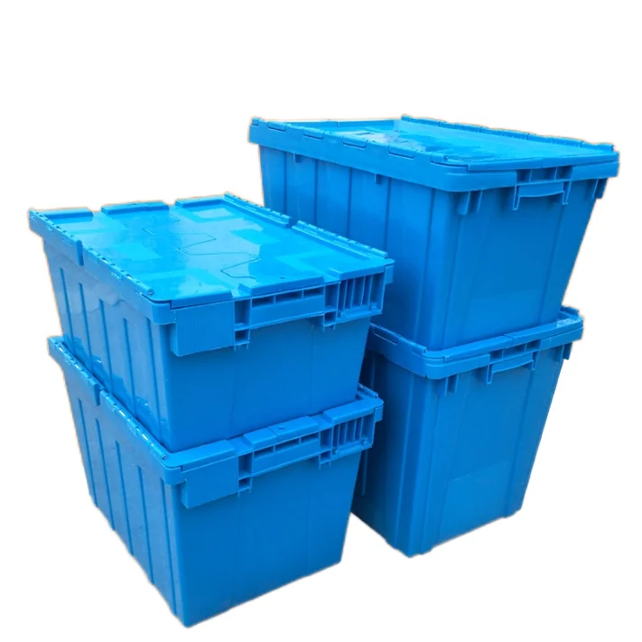 HDPE manufacture  Wholesale nesting logistic moving plastic storage attached lid containers