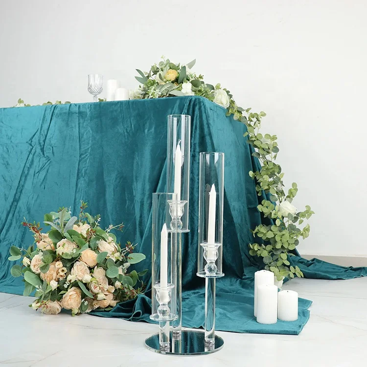 small modern glass tube 3 arm candelabra centerpieces wedding table decor