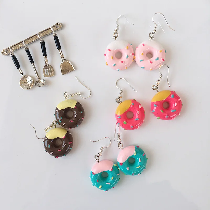Candy Color crepe cake Food Drop earrings Cute Handmade polymer clay Fashion earrings Jewelry Gift