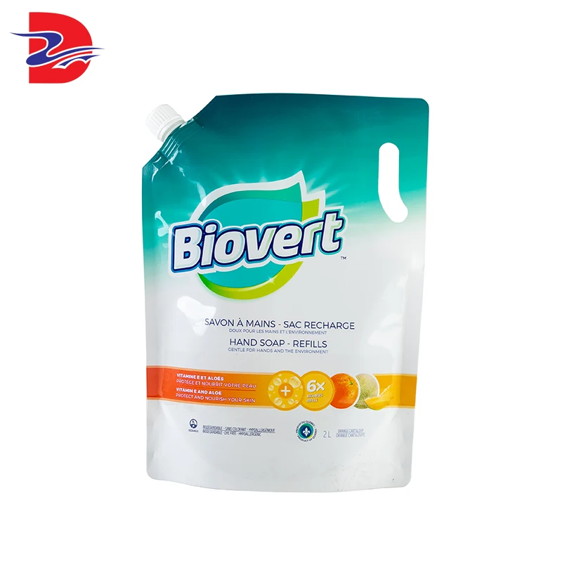 Quality assurance plastic biodegradable liquid ketchup wine chocolate milk packaging pouch bag