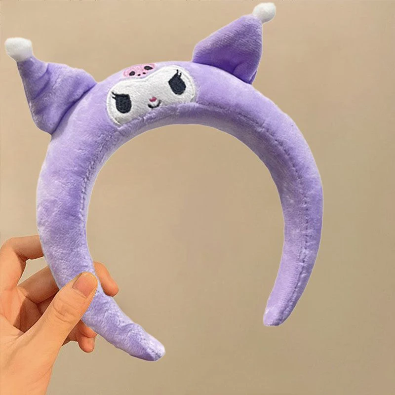 Jiamu Hot Sale Children Cartoon Sanrio Facial Washing Girl Hair Hoop Plush Wide-edged Head Hoop Cute Headband For Women Girls