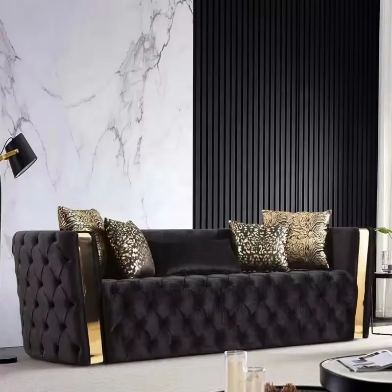 Italian Velvet Sofa Set Upholstered Sofas With Tufts 3 2 1 Seater For Home Living Room