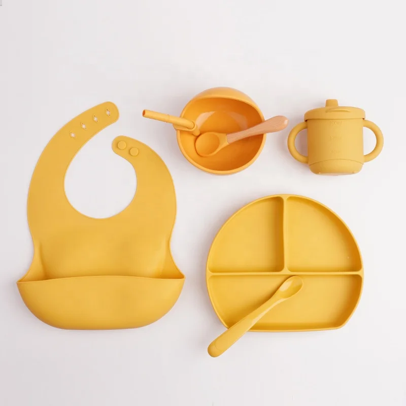 Экологичная посуда подарочные наборы еды для кормления ребенка водонепроницаемые силиконовые овальные чаши младенцев с присоской