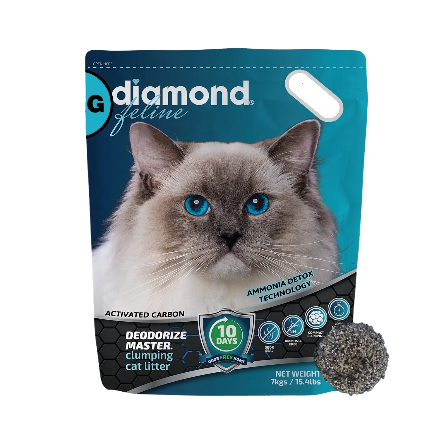 Compact clumping OEM service Complete and strong agglomeration Arena de gato-Diamond Feline Deodorize Master cat litter