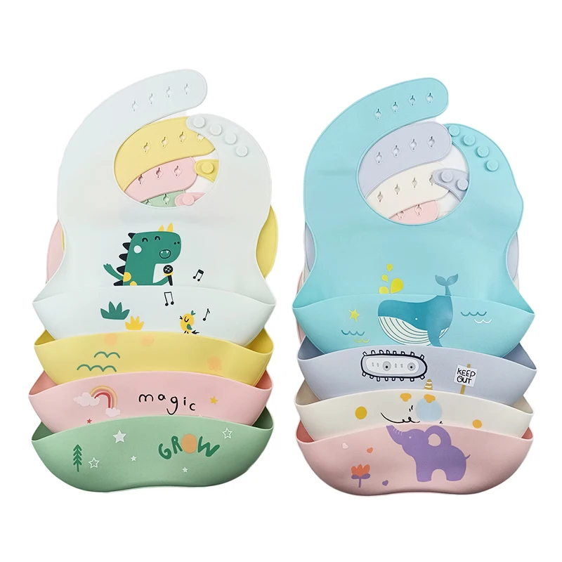 Manufacturer Wholesale Waterproof Animals Silicone Bibs For Babies Custom Printing Silicone Baby Bib