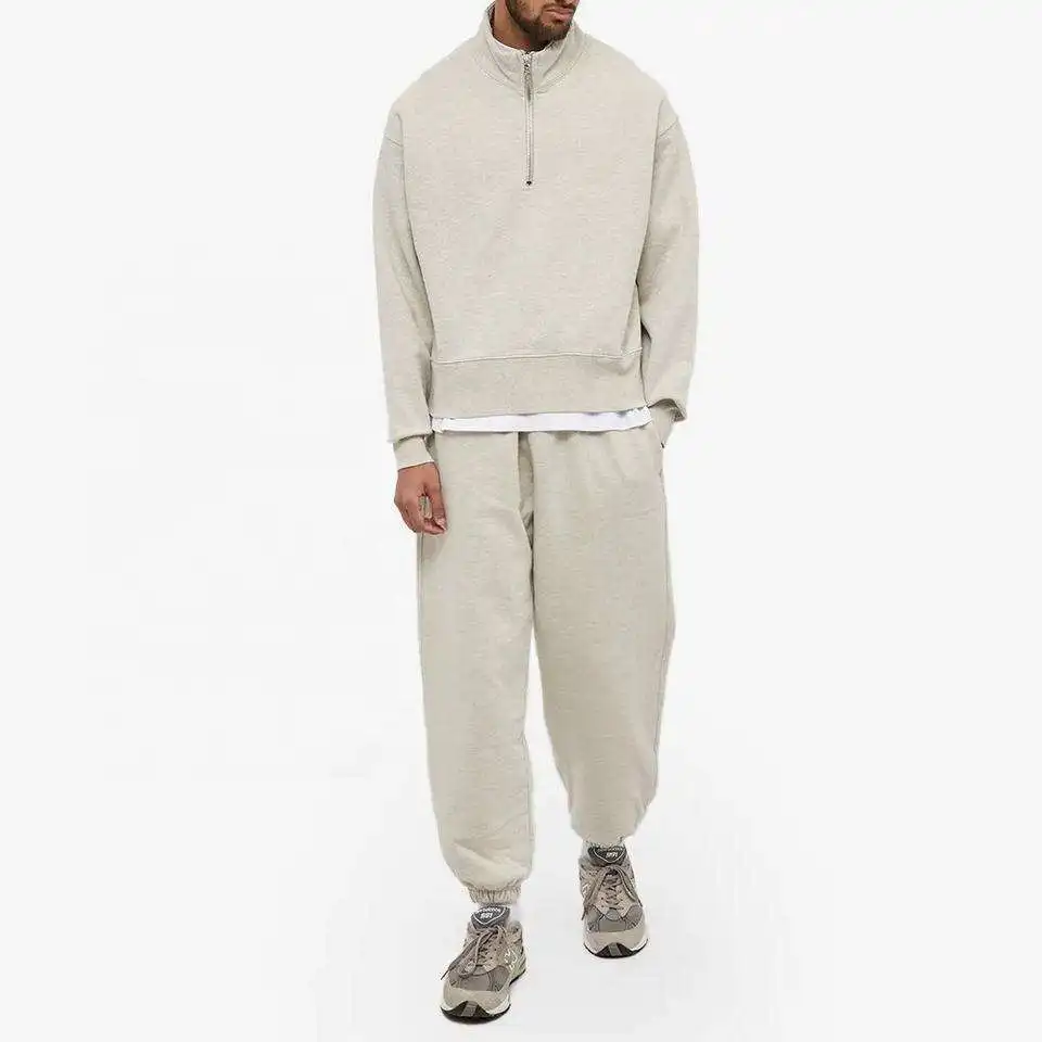 Customized quarter zip collar cotton pullover tech fleece sweatshirts half zip up oversized mock neck sweatshirt