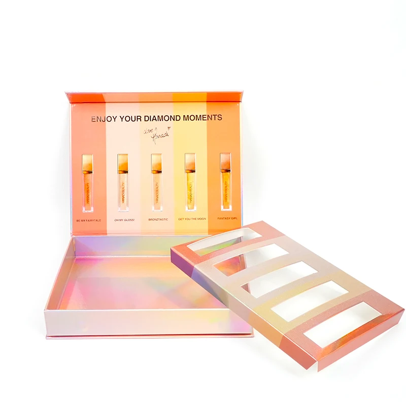 luxury skin care makeup perfume sample sachets book shaped pr holographic magnetic gift packaging cosmetic box