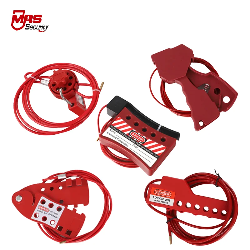 Industrial security cable lockout tagout long cable wire lockout devices adjustable safety cable lockout