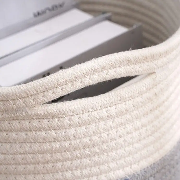 Large round cotton rope woven laundry fabric clothes storage basket for organizing