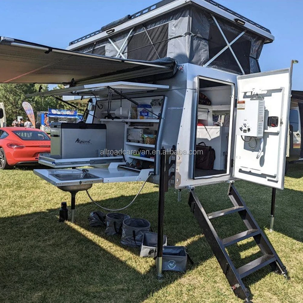 Minicaravan Off Road Tent Outdoor Camping Caravanpickup Demountable Truck Camper Travel Trailer Ute Canopy Aluminum Camper 500kg