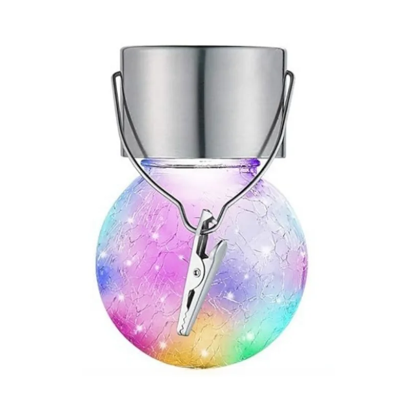 Outdoor Garden Hanging Waterproof Solar Cracked Glass Ball Led Candle Lanterns Candle Mission Lights