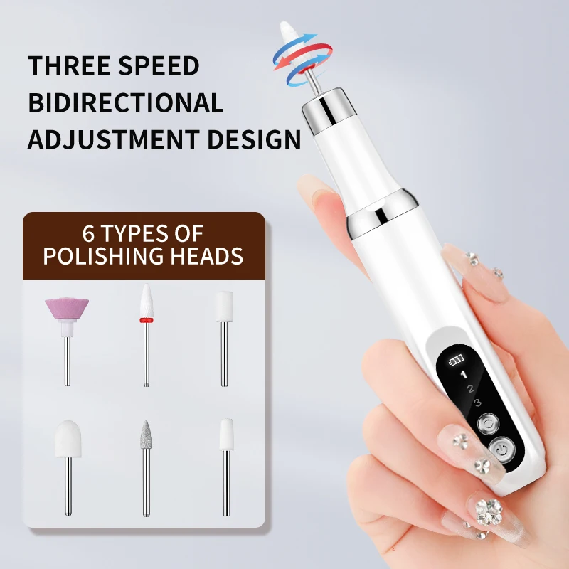 Wireless Rechargeable Professional Manicure File Set Portable Nail Drill   Electric Gel Nails Sander Polishing Machine
