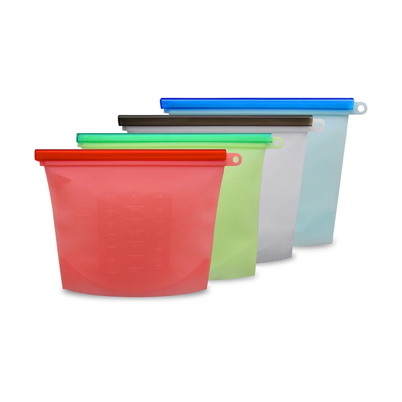 500ML Food Grade  Leakproof Silicone Food Storage Bag Reusable Sandwich Food Bags