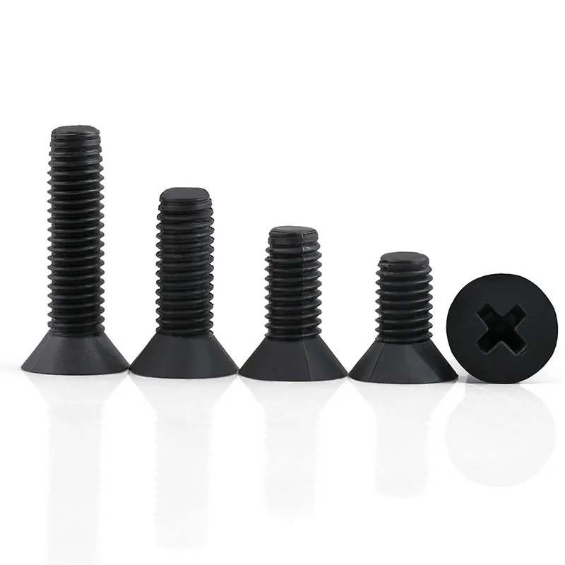 Black white Nylon Insulated Cross Phillips flat countersunk Head Bolt Plastic Machine Screw M2 M2.5 M3 M4 M5 M6 M8 M10