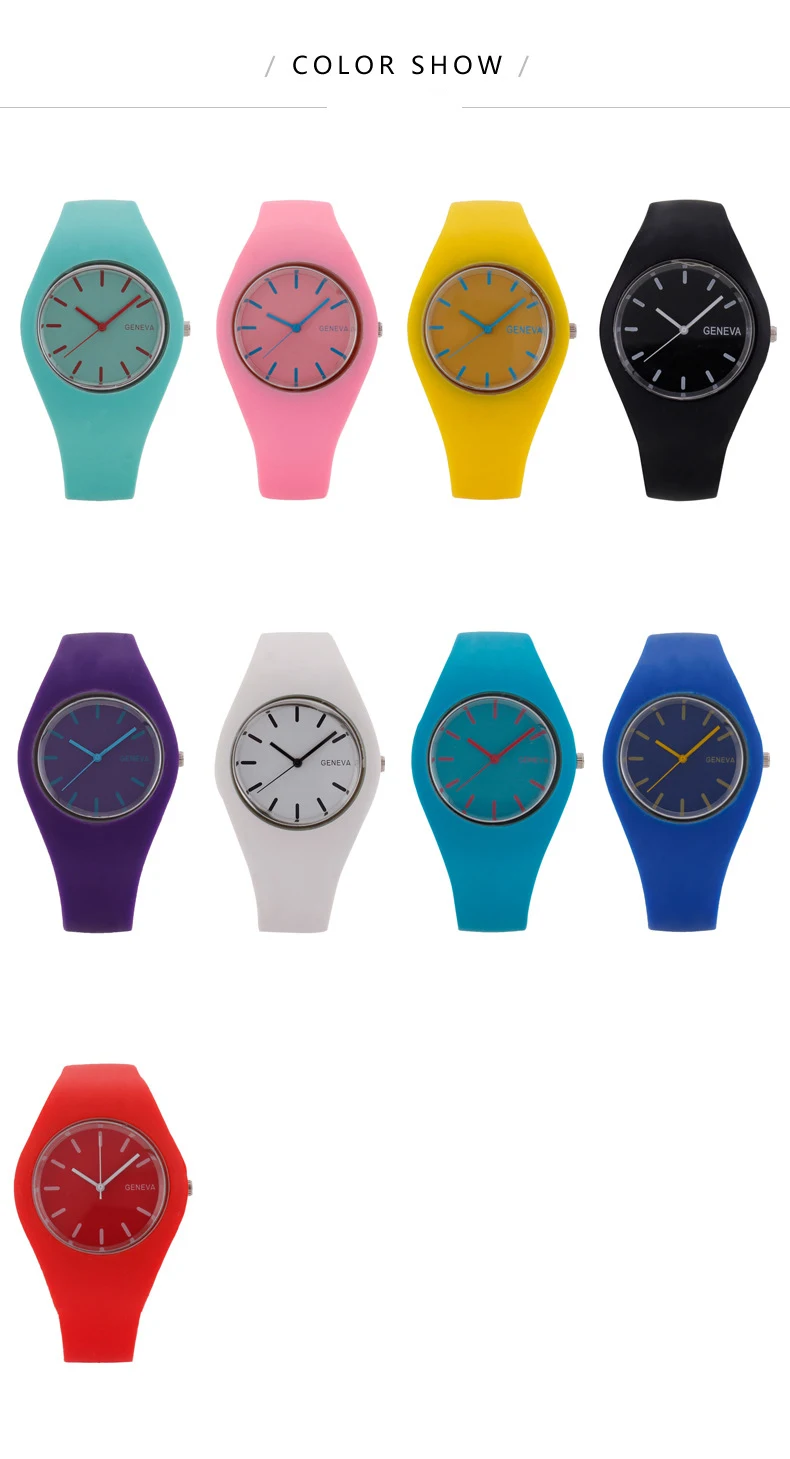 Promotion Gift Make Custom Logo Colorful Unisex Simple Wrist Watch Casual Geneva Silicone Rubber Sports Quartz Cheap Watches
