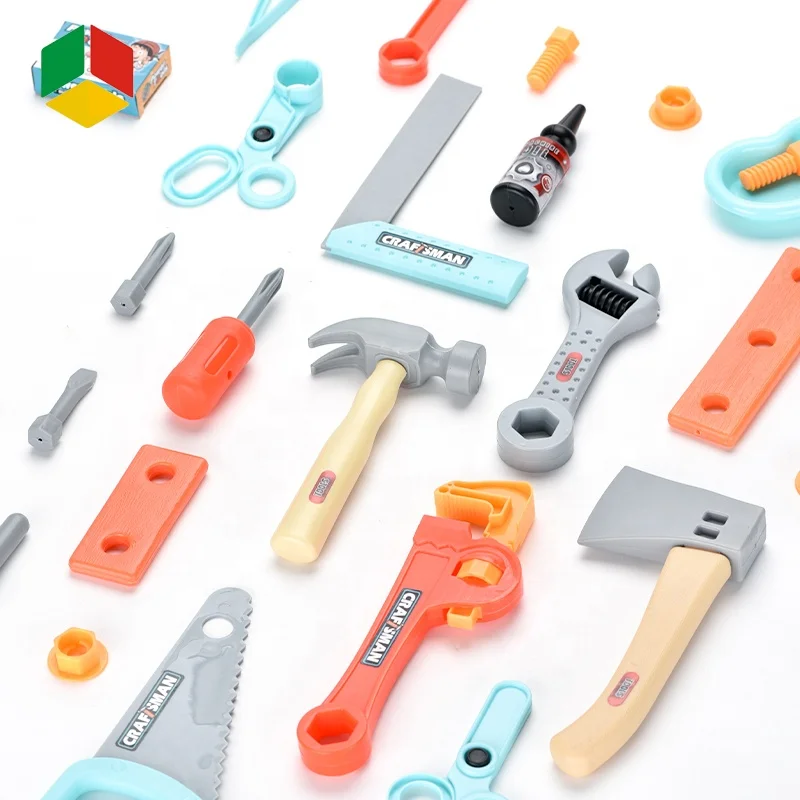 QS Toys Easy Carry Pretend Play Work Case Kit Hand Repair Plastic Toy Tool Set
