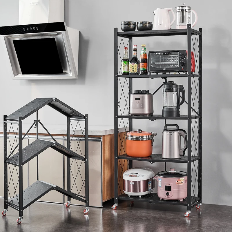 
Display shelves/4 layer metal mobile folding storage shelf /kitchen organizer rack 