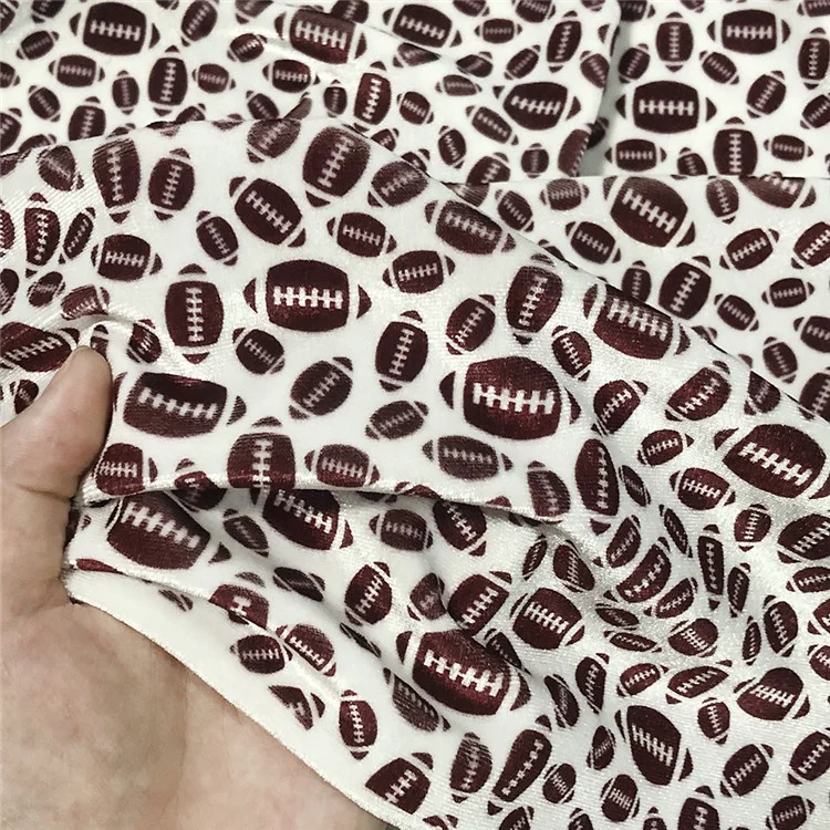 1/2 yard Custom Sports Football Printed Soft Shiny Stretch Velvet Spandex Fabric For Baby Headband Costumes 1113252