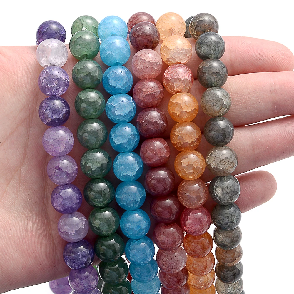 Wholesale 10mm Natural Smooth Multicolor Glass Stone Beads 42 Crystals Round Bulk Spacer Beads For Diy Bracelet Jewelry Making