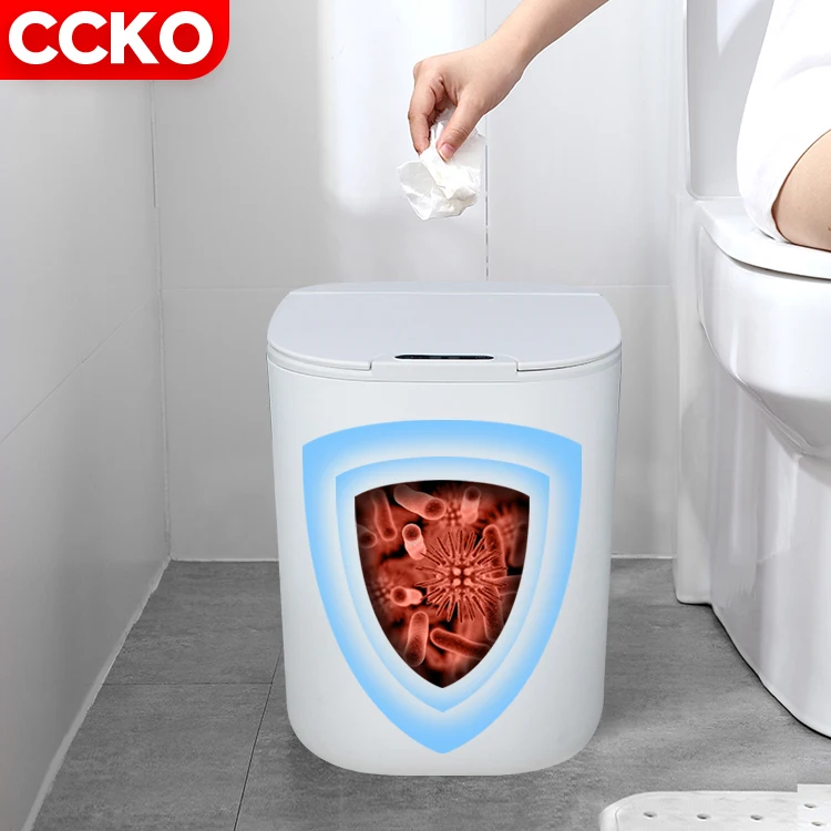 New White Grey 16L Garbage Bin Trash Bin Toilet Bathroom Kitchen Smart Sensor Garbage Bin Automatic Trash Can Smart Trash Can