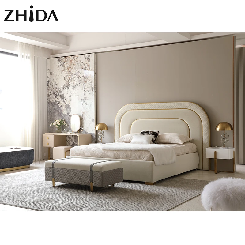 Foshan furniture factory wholesale luxury bed king size bed frame luxury bedroom furniture set luxury king size bed classic