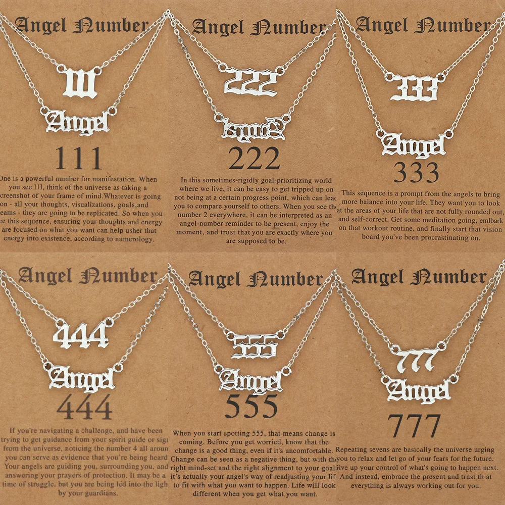 Hot Selling Angel Number Necklace 2pcs Carded Set Letter Necklace for Adult Kids