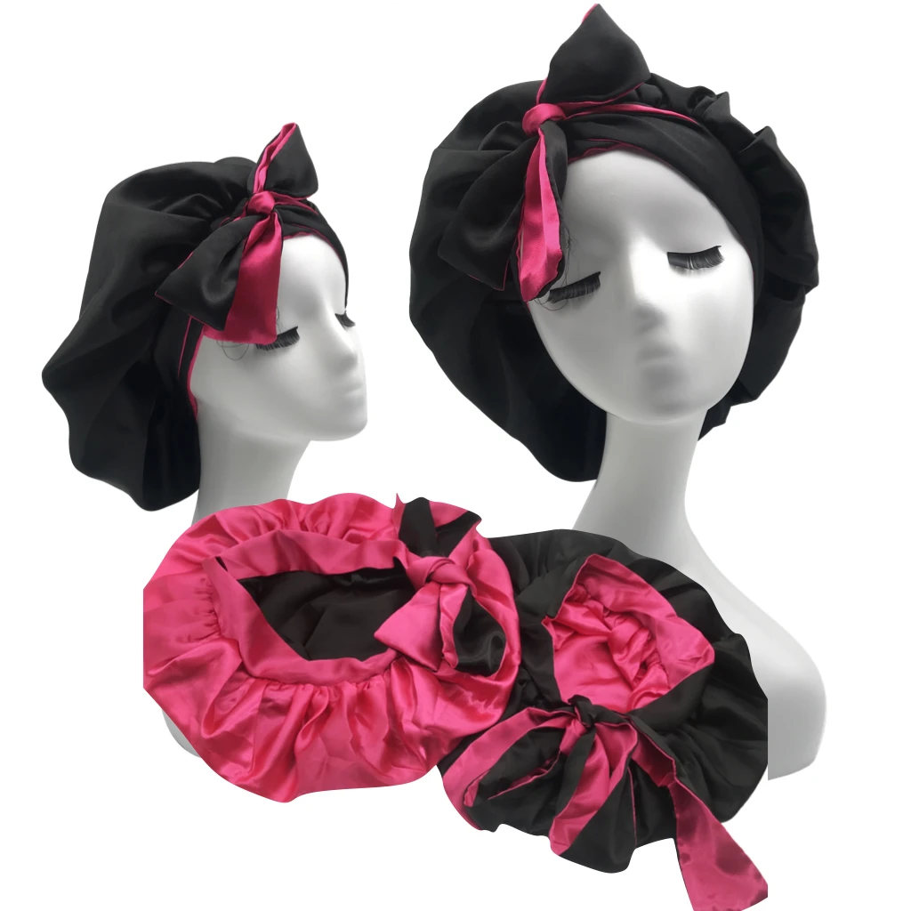 Высококачественная двухслойная Мягкая атласная шелковая шляпка с краями повязка на голову дизайнерские повязки на голову эластичная длинная повязка на голову шляпки