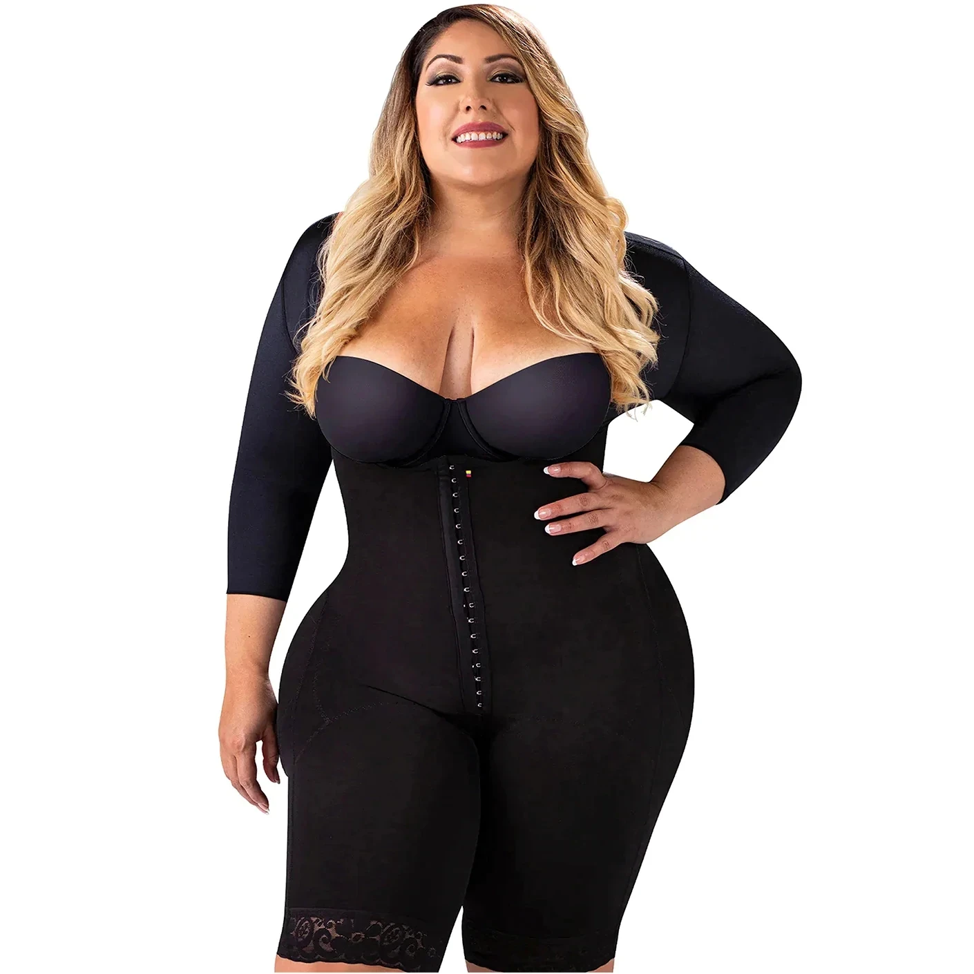 Designer New Style Women High Waisted PLUS SIZE POST-OP FAJAS COLOMBIANAS WITH SLEEVES