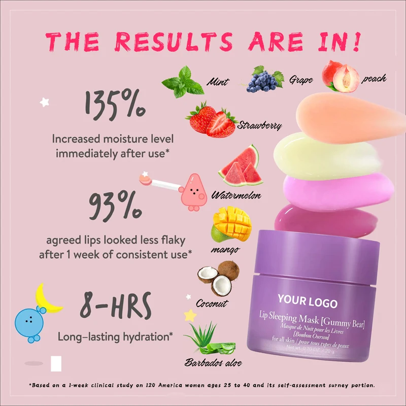 Custom Logo Beauty Makeup Private Label Vegan Organic Natural Moisturizing Overnight Sleep Balm Collagen Lip Mask