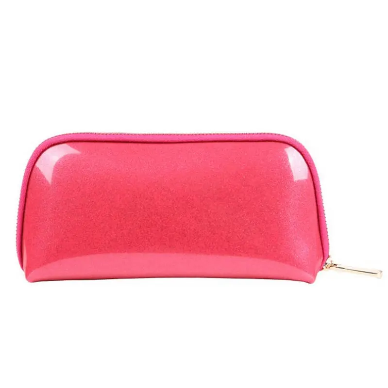 Women Cosmetic Bags PU Patent Leather Long Clutch Purse Case Waterproof Wristlet Makeup Bag