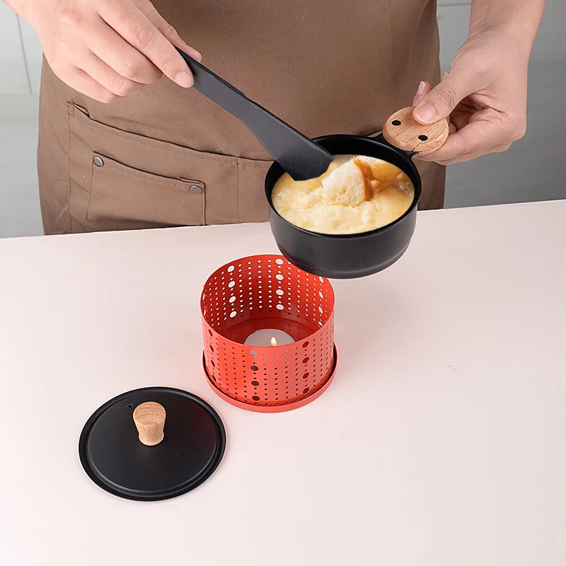 Wholesale Non-Stick portable mini candle cheese melting heater cheese melting pan Featuring Swiss Cheese Oven and Butter