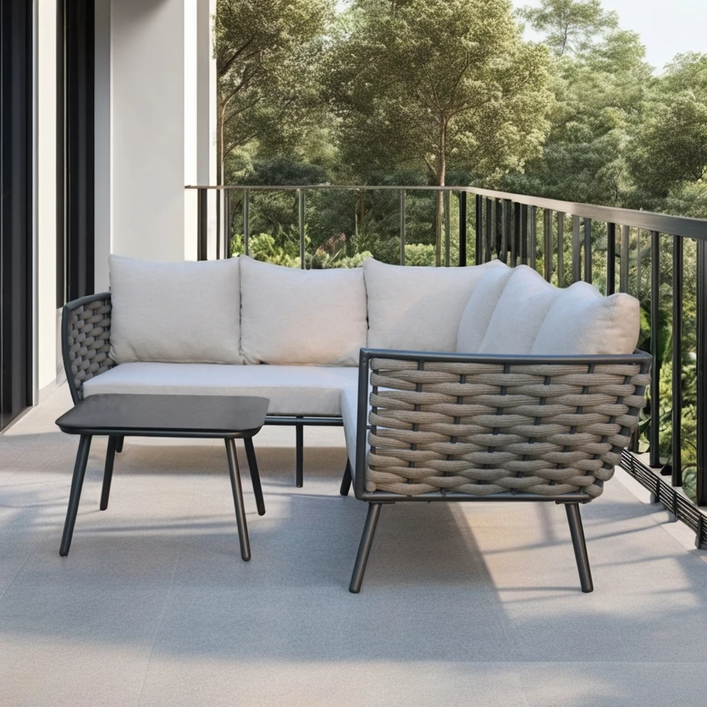 YOHO 3 шт. современный дизайн уличный набор мебели для патио Лидер продаж плетеный L-образный садовый диван-столик из ротанга гостиниц парков