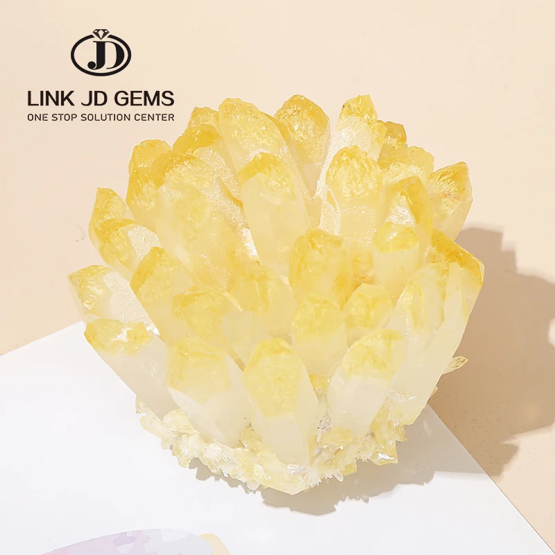 Natural Yellow Citrine Crystal Column Crafts House Decoration Crystal Citrine Cluster Mineral Specimen for Hotel Decor
