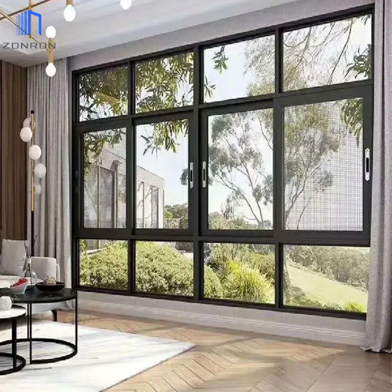 Zonron Modern Popular 2 Track Window Australian Standard Aluminium Framed Sliding Glass Window