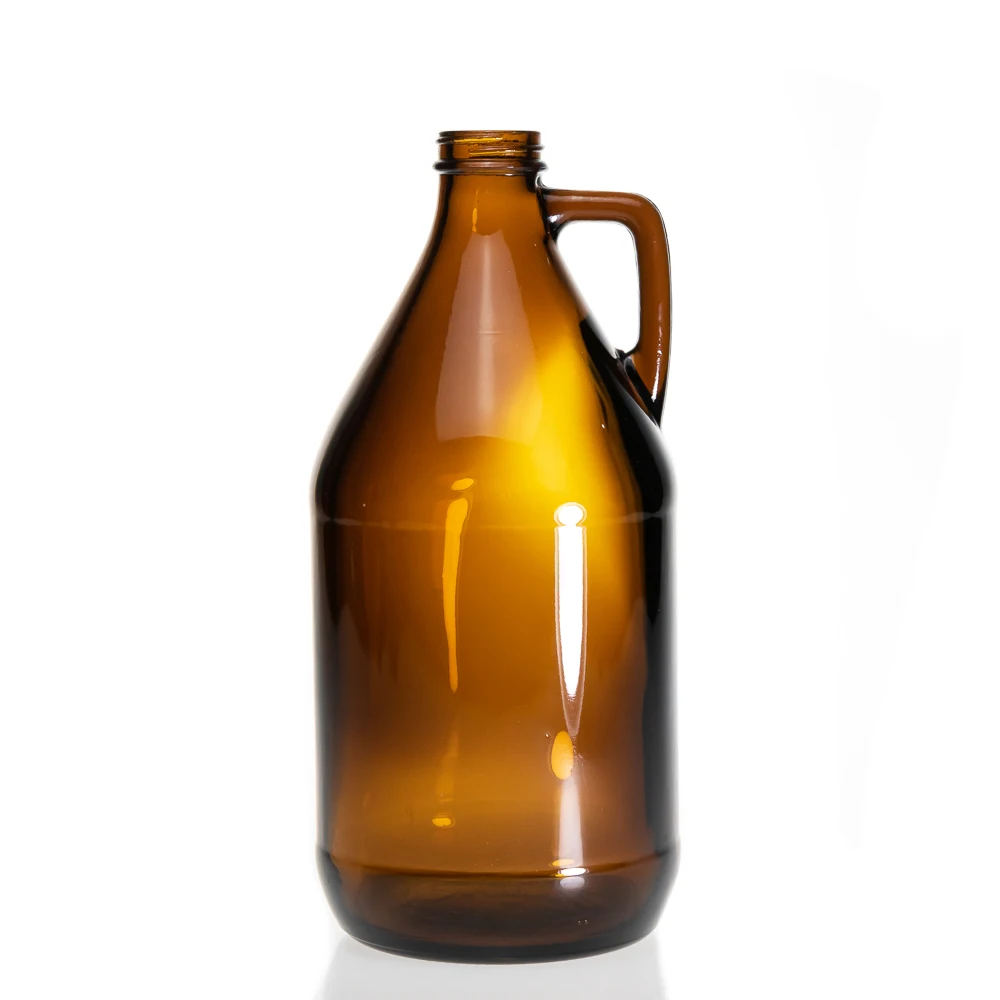 Wholesale Empty Reusable Kombucha Bottle 1/2 Gallon (64 oz) Amber Glass Beer Growlers