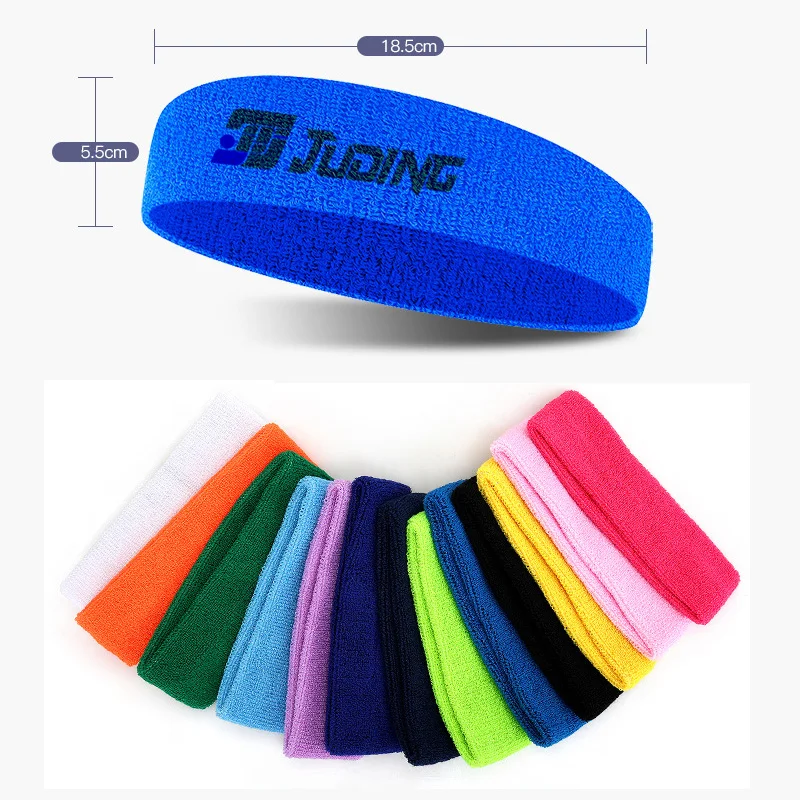 JuDing Unisex Cotton Sport Elastic Headband with Customized Logo Embroidered Cheap Cotton Headband Sweatband Women Men Wholesale