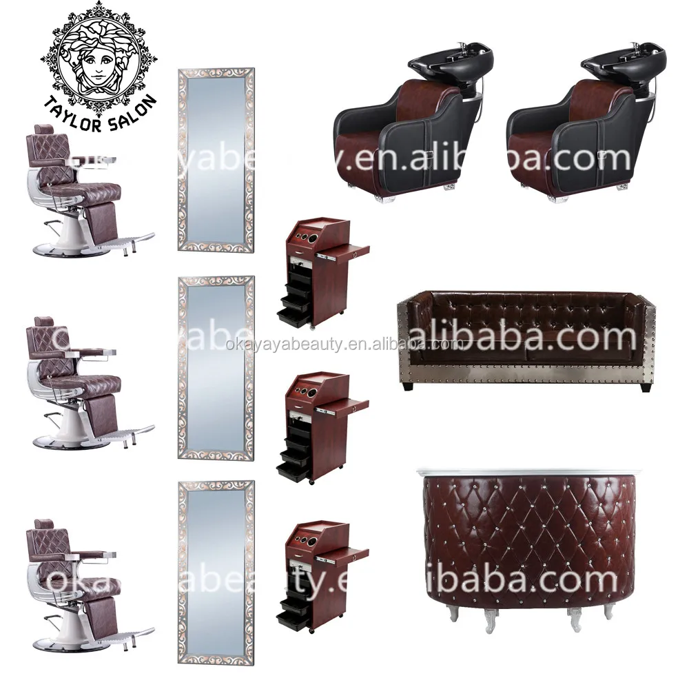 Wholesale barber supplies salon furniture set mirror station shampoo hair stylist chair barber+chairs